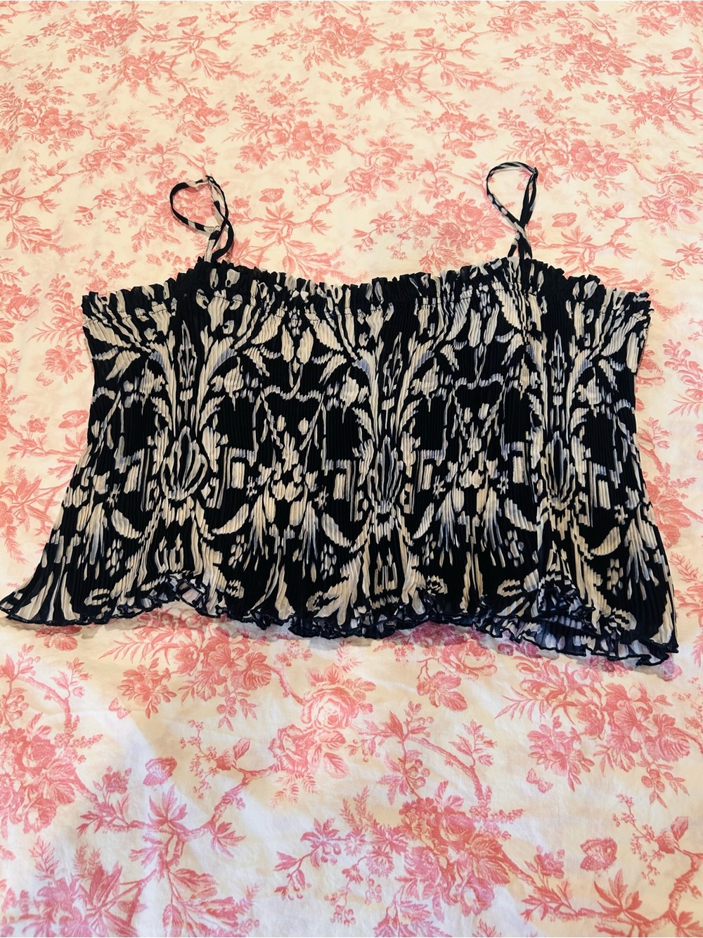 H&M Blue and White Smocked Floral Cami